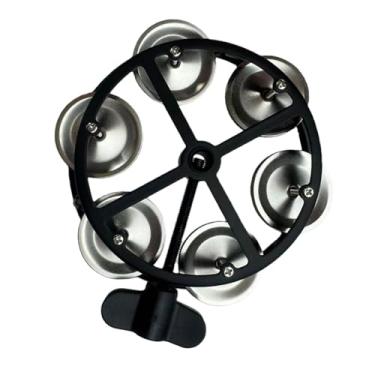 Imagem de Esquirla Pandeiro Hi-Hat Montável com Apitos de Linha Portátil para Baterias, Pratos de Bateria, Peças de Musical para KTV E Concertos, Design Ergonômico, Prata Negra