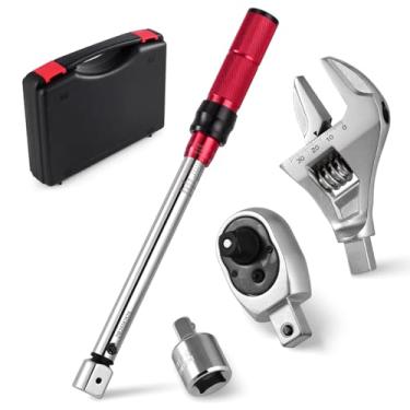 Imagem de YKFLEXT Chave de torque ajustável, conjunto de chaves de torque de extremidade aberta de 10 a 60 Nm com extremidade aberta de 35 mm e cabeça mutável de catraca de 3/8 para Hvac Mini Split e