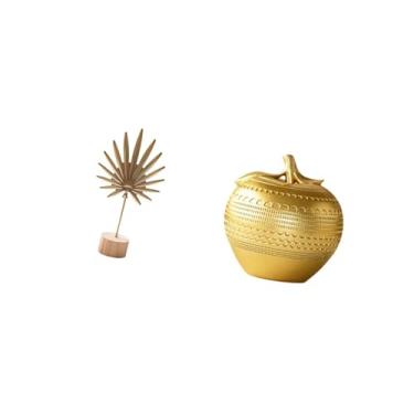 Imagem de Fenteer Escultura de Folha de Metal, Estatueta de Resina, Ornamento Criativo Nórdico, Estátua de Fruta Abstrata para Mesa, Estante, Sala de Jantar, Quarto, Es