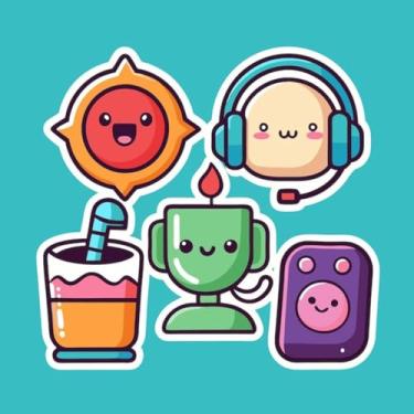 Imagem de Adesivos Fofo Kawai Para Decoração de Quarto e Cadernos Estilo Divertido com Personagens Charmosos 50x50cm