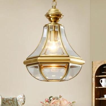 Imagem de Luminária pendente contemporânea em latão com LED e estrutura em cobre, à prova d'água IP65, ideal para áreas externas como jardim, varanda, pátio ou sacada (Estilo 4)