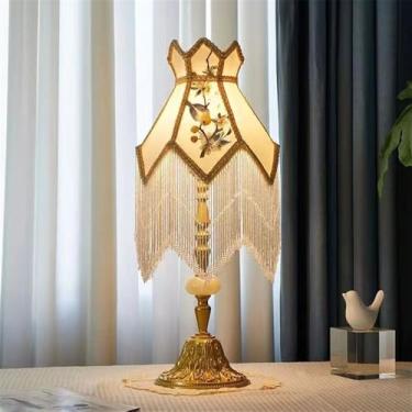 Imagem de Luminária de mesa francesa de luxo com LED, estilo retrô americano, para sala de estar, quarto, escritório, casa de campo ou hotel, com franjas criativas, estilo campestre europeu (modelo 6)