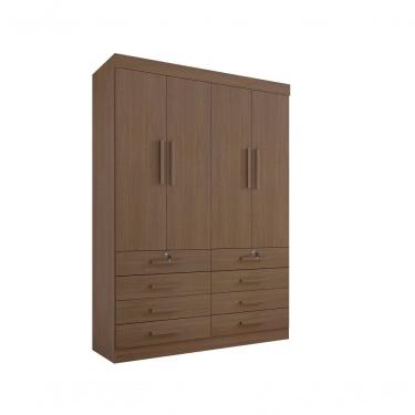 Imagem de Guarda Roupa Solteiro Mônaco 4 Portas 8 Gavetas Com Pés - D' Doro Castanho