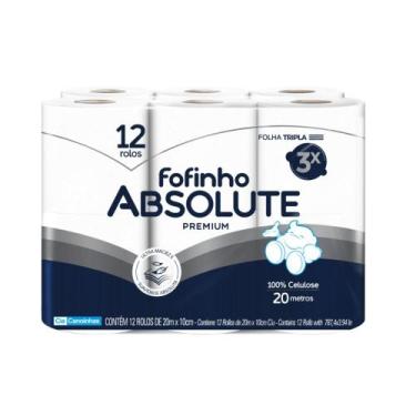 Imagem de Papel Higiênico Folha Tripla Fofinho Absolute com 12 rolos de 20 metro