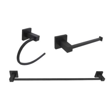 Imagem de Kit Acessório Banheiro Lavatório Papeleira + Porta Toalha Argola + Toa