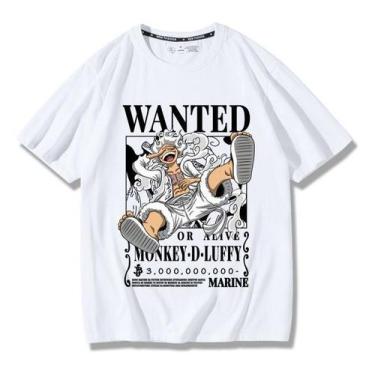 Imagem de Camiseta Anime One Piece Wanted Nika Luff Gear 5 - Techmalhas, Branco,