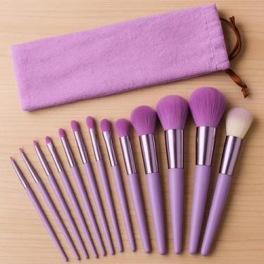 Imagem de Kit Profissional de Pincéis de Maquiagem 13 Peças e Estojo  Pincéis pa