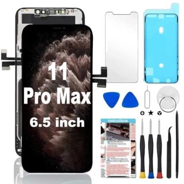 Imagem de Fixerman Tela de substituição para iPhone 11 Pro Max de 6,5 polegadas, tela LCD sensível ao toque 3D com ferramentas de reparo - (Modelo A2161, A2220, A2218)