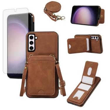 Imagem de Asuwish Capa de telefone para Samsung Galaxy S23 5G capa carteira com protetor de tela de vidro temperado e alça de pulso couro flip porta-cartão de crédito celular S 23 23S GS23 G5 SM-S911U 6,1