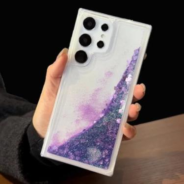 Imagem de Capa de TPU transparente com estampa de areia movediça luminosa para Samsung Galaxy S25 S24 S23 S22 S21 S20 Ultra Plus S23 S21 Fe A55 A54 A35 A25 A15 A24 (para Galaxy A54/roxo)