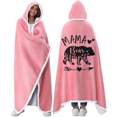 Imagem de Presentes de Natal para mãe de filhos, mãe e filho, cobertor aconchegante para mamãe urso, moletom com capuz de lã de ovelha, presente de aniversário exclusivo para mães, sogra, nova mamãe esposa