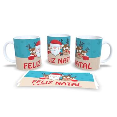 Imagem de Caneca de Natal com Desenho de Inverno, Porcelana Branca, Estampa Festiva com Papai Noel e Animais, Tema Natalino (17)