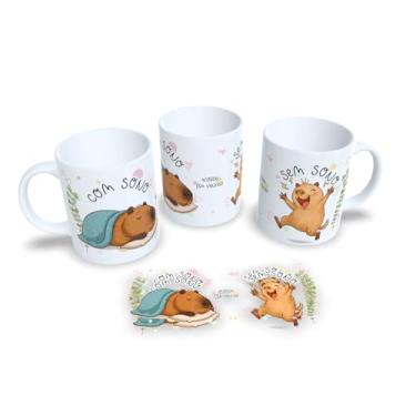 Imagem de Caneca Cerâmica Decorativa com Ilustração de Capivara Professor, Branca, 325ml, Mensagem Educativa em Português (027)