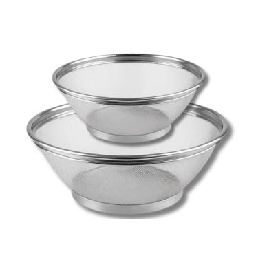 Imagem de Kit 3 Cesta Cesto Escorredor Inox 22cm 25cm 28cm Para Lavar Cozinhar Alimentos A Vapor Arroz Legumes Massas Frutas (KIT 2 CESTOS 22CM+28CM)