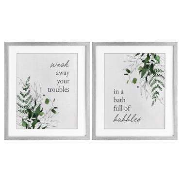 Imagem de Stupell Industries Conjunto de 2 peças com moldura de bétula para banho de espuma com folhagem florestal, design por Lettered and Lined, 21 x 17