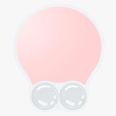 Imagem de WINTOJO Mouse pad ergonômico de gel com base de PU, suporte de descanso de pulso, superfície lisa, almofada de gel de cristal, estabilidade antiderrapante, para escritório/casa/estudo rosa AMP-02