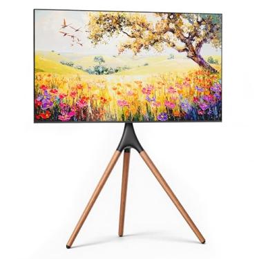 Imagem de ECOTINY Suporte de TV com cavalete artístico para TVs de 43 a 65 polegadas, tripé giratório de 180° para TV com suporte de até 40 kg, suporte de TV de chão com gerenciamento de cabos para quarto, sala