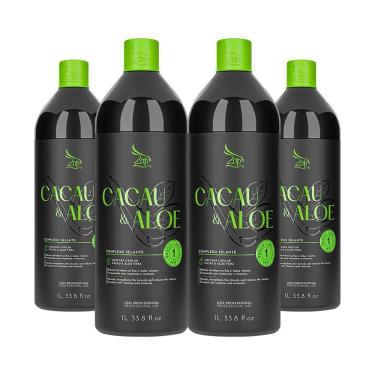 Imagem de Kit 4 Escovas Progressivas Cacau & Aloe Vera Passo Único 1 Litro