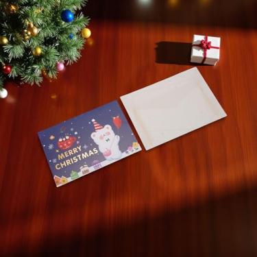 Imagem de 1 conjunto de cartões de Natal com desenho animado ursos com papel envelope azul branco 15 x 10 cm