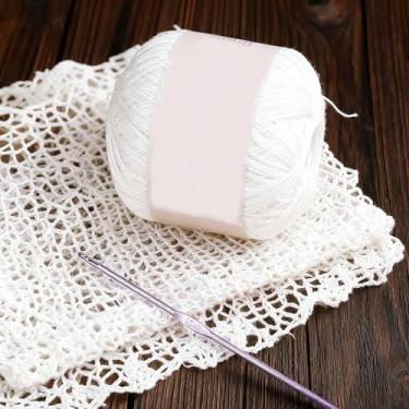 Imagem de Fio de renda estilo coreano nº 8 12 fios finos de algodão mercerizado branco puro para artesanato de crochê à mão