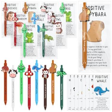 Imagem de Landical Conjunto de 32 canetas esferográficas inspiradoras para presentes, canetas fofas de desenho animado, com marcador de página positivo, presente de agradecimento de funcionários, colegas de