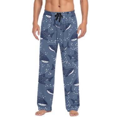 Imagem de Calça de pijama feminina Anyangquji Starry Whale Sharks azul claro