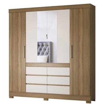 Imagem de Guarda Roupa Casal Cádis 4 Portas Amêndola Off White Com Espelho - Demóbile Amêndola Off White