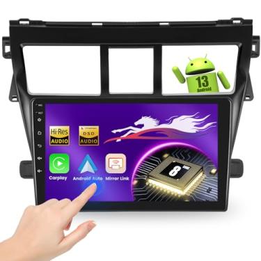 Imagem de Estéreo automotivo Android para Toyota Yaris 2007-2012 com Qualcomm 8 Core 4G + 64G 5G WiFi, 22.9 cm 1280P QLED Touchscreen Car Radio Wireless Carplay Android Auto BT5.1 DSP/Hi-Res Audio SWC GPS