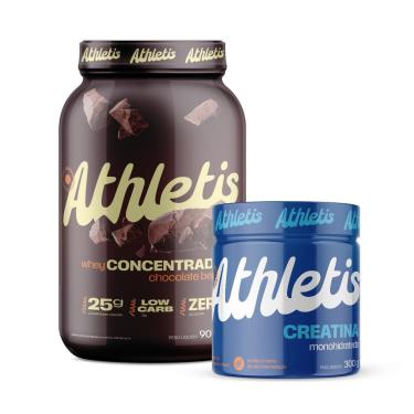 Imagem de Kit Creatina 300g Athletis + Whey Protein 900g - Chocolate Belga-Unissex