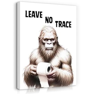 Imagem de Arte engraçada de parede de banheiro gorila macaco decoração de parede pé grande segurando tecido pôster impressão minimalista imagem para sala de estar quarto pronto para pendurar (tela de 30,5 x