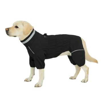 Imagem de Roupa de neve para cães à prova d'água de inverno – Jaqueta de corpo inteiro ao ar livre com anel de trela, forro de lã, casaco refletivo à prova de vento para cães de 4 pernas para cães pequenos a