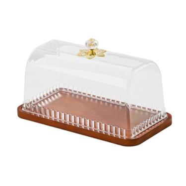Imagem de Ioensy Suporte para bolo com tampa, prato para servir com tampa transparente, suporte para cupcakes, bandeja para servir frios, queijos, pães, tortas e, Retângulo