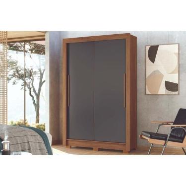 Imagem de Guarda Roupa Solteiro 2 Portas De Correr E 2 Gavetas C/ Pés Lapa Jatobá/grafite - Santos Andirá