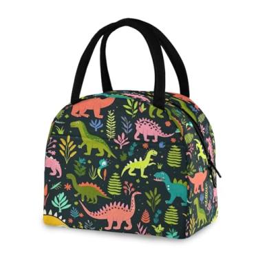 Imagem de Blueangle Lancheira isolada à prova de vazamento - Lancheira reutilizável com desenho animado colorido de dinossauros, recipiente compacto para alimentos para escritório, viagens e atividades ao ar