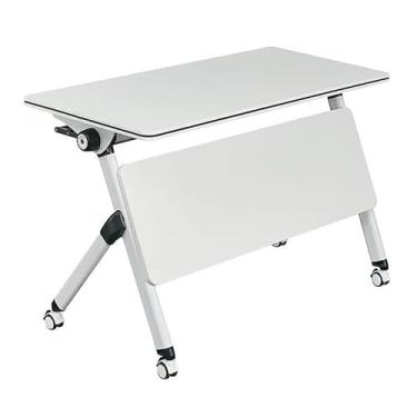 Imagem de SPXMQSS Mesa de conferência dobrável, mesa de reunião com design flip-top mesas de seminário com rodízios, mesa de treinamento móvel para escritório, sala de reunião, sala de aula 120 x 60 x 75 cm