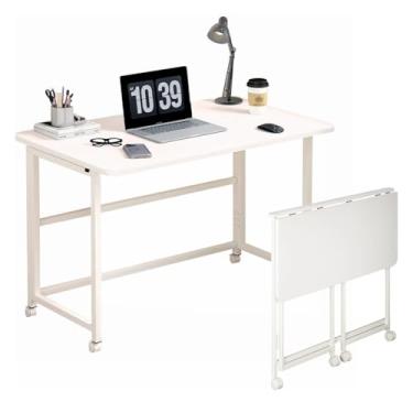 Imagem de SPXMQSS Mesa dobrável para computador, mesa de escritório móvel, mesa dobrável para laptop, fácil de montar, compacta, dobrável, mesa de estudo, para casa, escritório, 80 x 40 x 73 cm