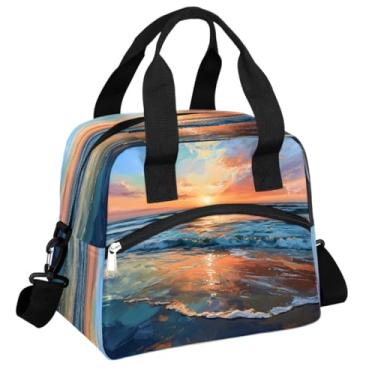 Imagem de hongjinglin Lancheira térmica infantil oceano praia sol para meninos meninas Chirld reutilizável impermeável à prova de vazamento lancheira grande bolsa térmica bolsa de preparação de refeição balde