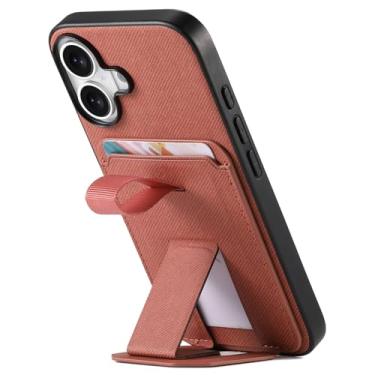 Imagem de FWYANZH Capa de couro para iPhone 17 Pro Max/17 Pro/Air/17, capa carteira com suporte oculto com compartimento para cartão, capa protetora à prova de choque, marrom, 17 Pro Max