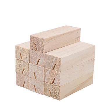 Imagem de Cartões de madeira polidos à mão, superfície lisa, rústico, original, porta-cartões, porta-números de mesa para festas, casamentos, chás de bebê, madeira de pinho, 10 peças (Retângulo)