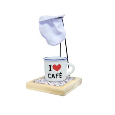 Imagem de Kit Mini Coador Café + Mini Xícara Café Porcelana Sortidos - Generica