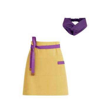 Imagem de Avental Cintura Amarelo Faixa de Cabelo Roxo Sorveteria Açai - CASACHA