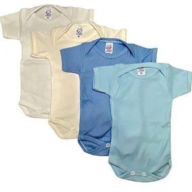 Imagem de Kit com 4 peças body canelado em algodão - manga curta para bebê - XOD