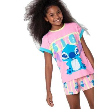 Imagem de Pijama Manga Curta Viscolycra Menina Teen Estampado Stitch - Puket, 12