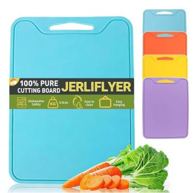 Imagem de Tábua de corte de silicone para cozinha, tábuas de corte flexíveis de 29 x 21 cm, tapete de corte antiderrapante sem BPA para carne, legumes e frutas, lavável na lava-louças (azul)