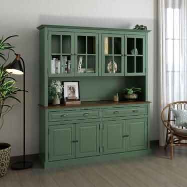 Imagem de Oratória Cristaleira 8 Portas 2 Gavetas Verde Farm House