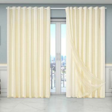 Imagem de Cortina Dual Forro com Voil Xadrez 5,60 m x 2,70 m 100% Poliéster - Be