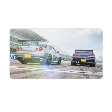 Imagem de FoRes JDM Tapetes de mouse grandes para jogos JDM Prata R32 Vs Azul R32 Esporte Cool Desk Mat Base de Borracha Antiderrapante Laptop Acessórios Suprimentos Bloco de Escrita para Escritório Casa 40 X