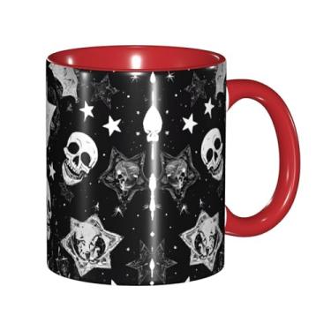 Imagem de Zeraoke Caneca de café criativa com estampa de caveira punk branca, personalizada, presente para família, tamanho de 325 ml, unissex