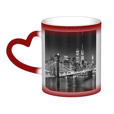 Imagem de Copo de café divertido New York, copo de cerâmica com mudança de cor sensível ao calor 12 Oz, para café/chá/leite/cacau, para adolescente/aniversário/festival/presentes