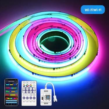 Imagem de Fitas LED RGBIC WiFi 12V 2m 3m 5m 10m WS2811 Controle Remoto Para Deco